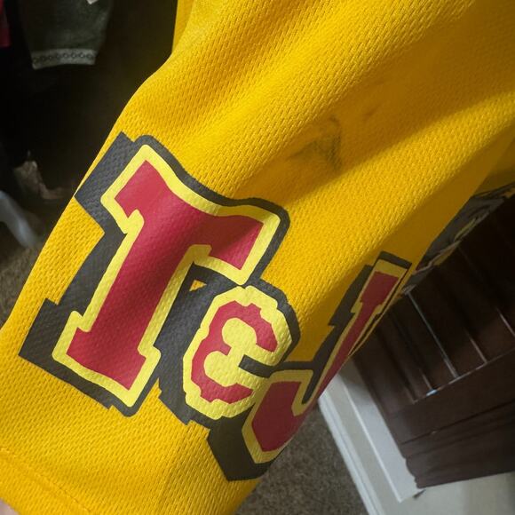 Retro Tom & Jerry Cartoon Baseball Jersey Shirt Bright Yellow Orange AOP sz L - Picture 5 of 7